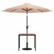 Flash Furniture Steel Metal Patio Table and Umbrella with Base in Tan