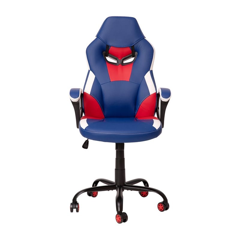 Flash Furniture LeatherSoft Ergonomic Designer Computer Gaming Chair in Blue/Red