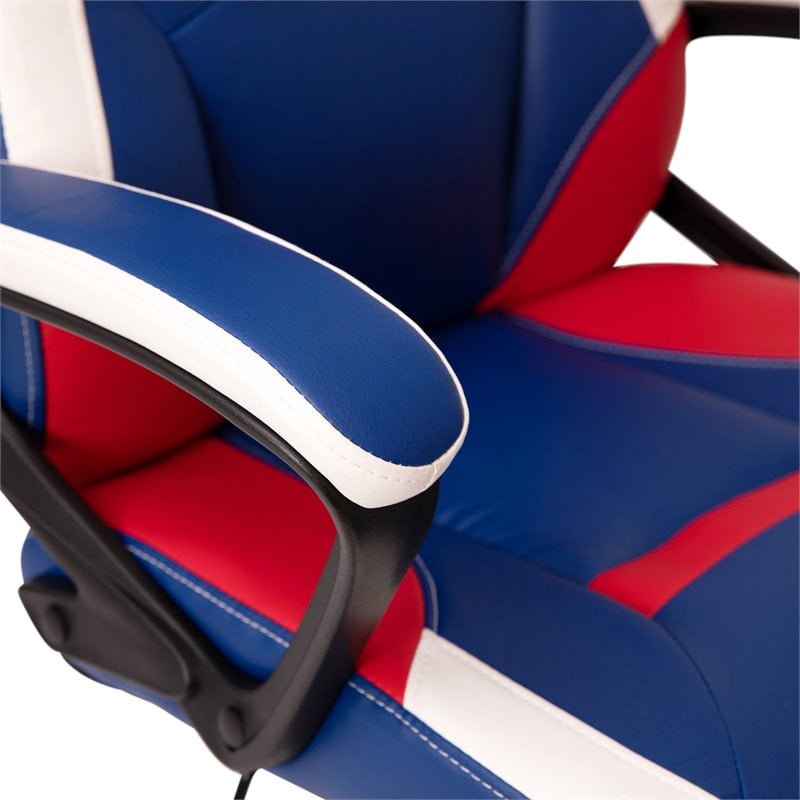 Flash Furniture LeatherSoft Ergonomic Designer Computer Gaming Chair in Blue/Red