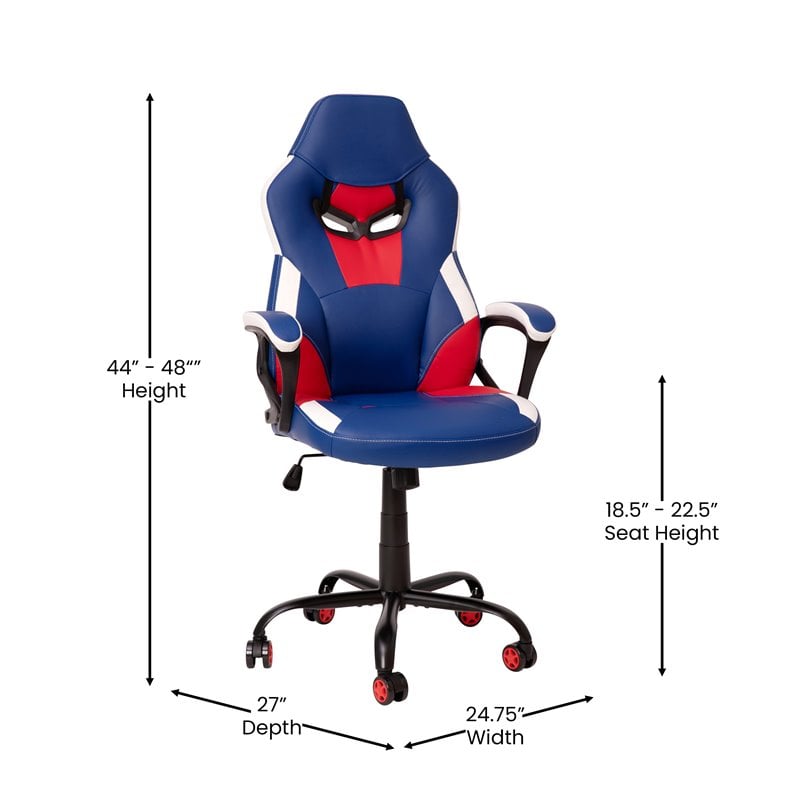 Flash Furniture LeatherSoft Ergonomic Designer Computer Gaming Chair in Blue/Red