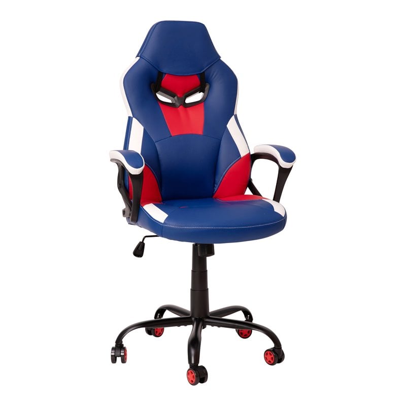 Flash Furniture LeatherSoft Ergonomic Designer Computer Gaming Chair in Blue/Red