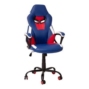 Flash Furniture LeatherSoft Ergonomic Designer Computer Gaming Chair in Blue/Red