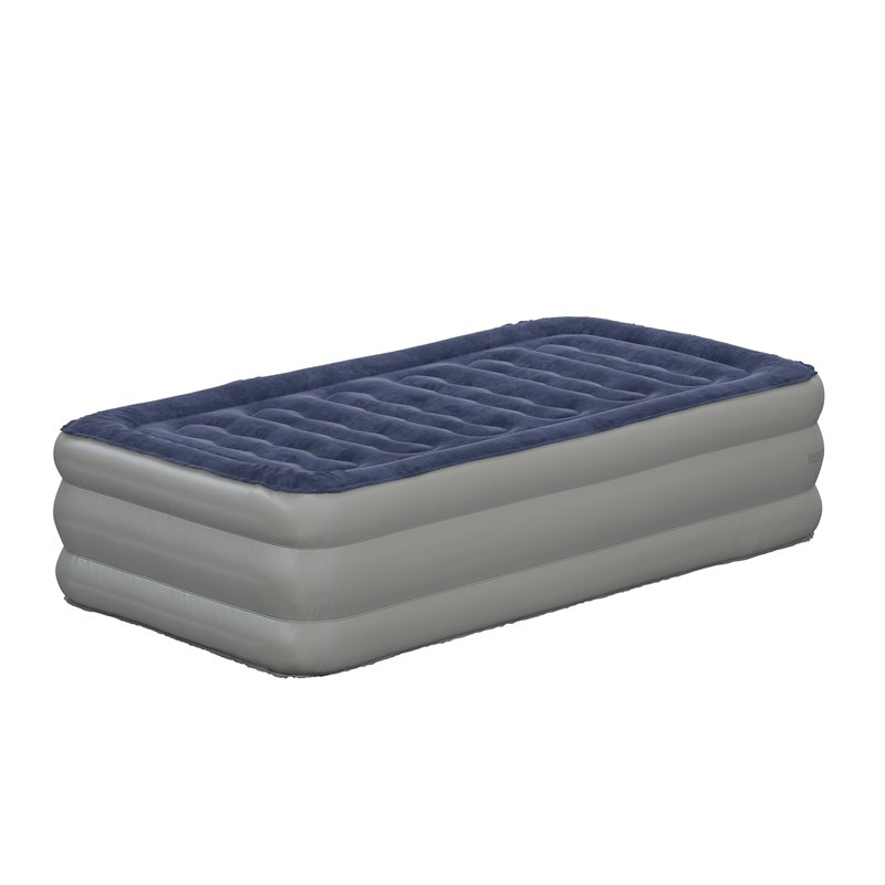 Flash Furniture PVC Plastic and Flocked Twin Air Mattress in Blue/Gray