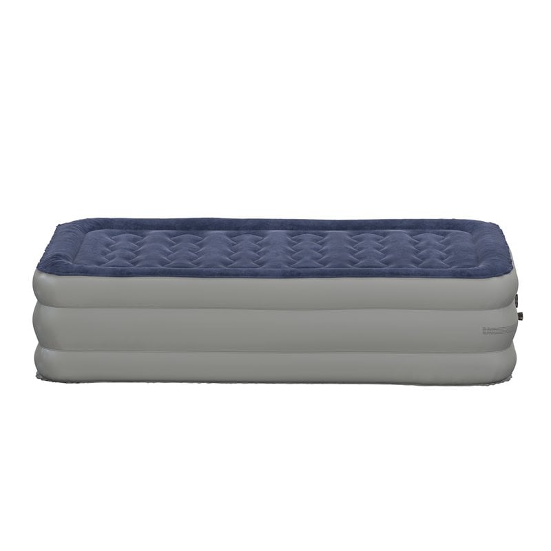 Flash Furniture PVC Plastic and Flocked Twin Air Mattress in Blue/Gray