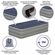 Flash Furniture PVC Plastic and Flocked Twin Air Mattress in Blue/Gray