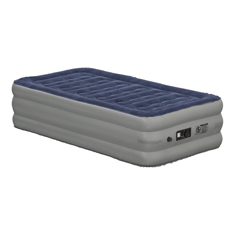 Flash Furniture PVC Plastic and Flocked Twin Air Mattress in Blue/Gray
