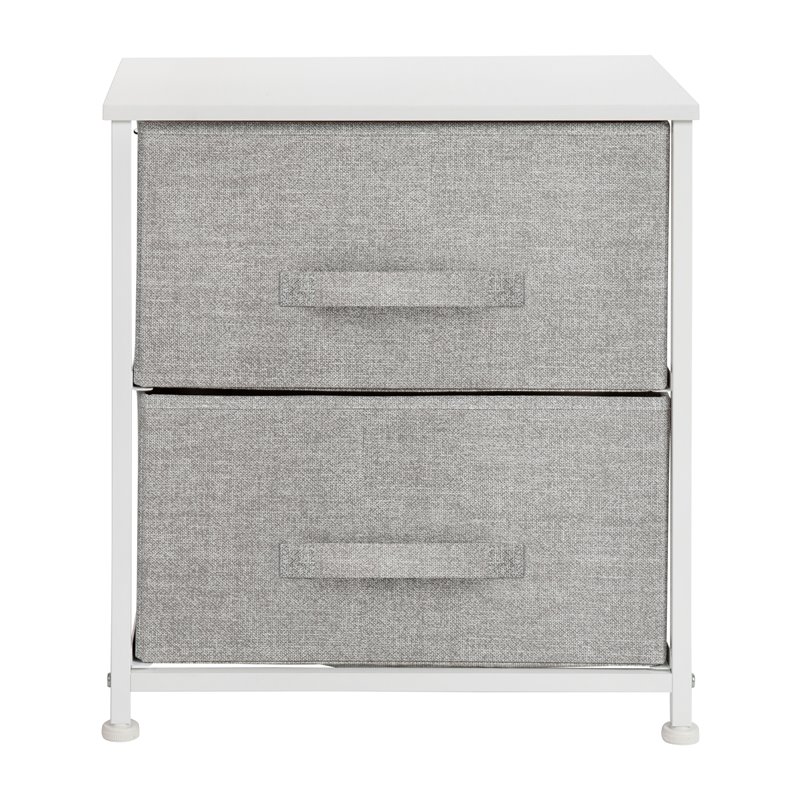 Flash Furniture 2 Drawer Fabric and Cast Iron Storage Stand in White/Gray