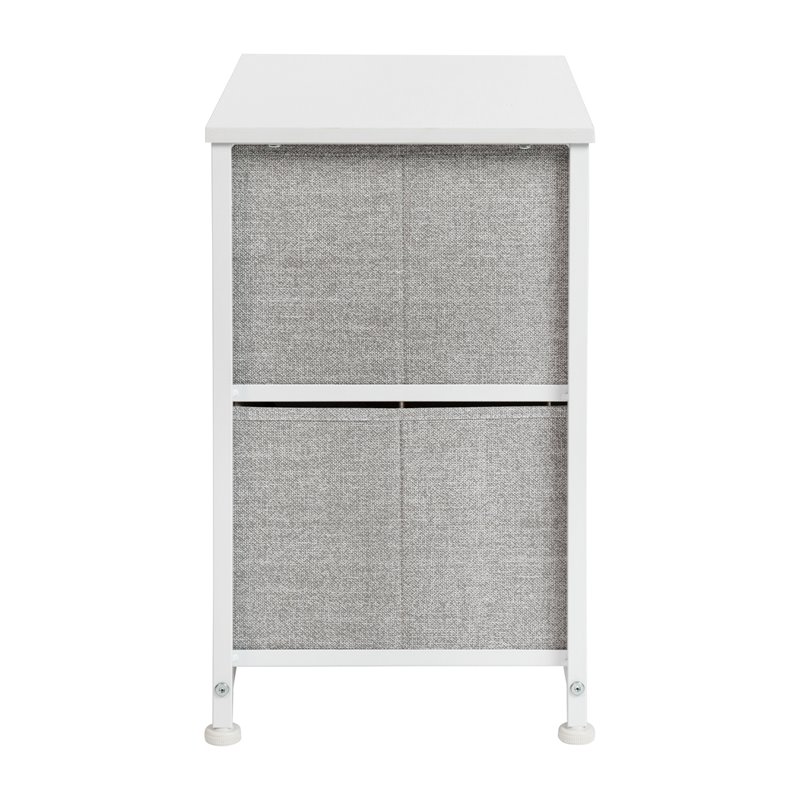 Flash Furniture 2 Drawer Fabric and Cast Iron Storage Stand in White/Gray