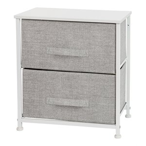 flash furniture 2 drawer fabric and cast iron storage stand in white/gray