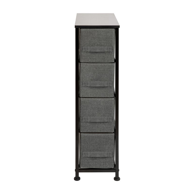 Flash Furniture 4 Drawer Cast Iron Vertical Slim Storage Dresser in Black/Gray