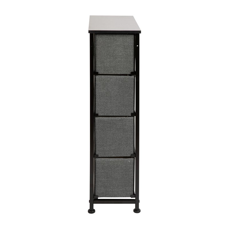 Flash Furniture 4 Drawer Cast Iron Vertical Slim Storage Dresser in Black/Gray