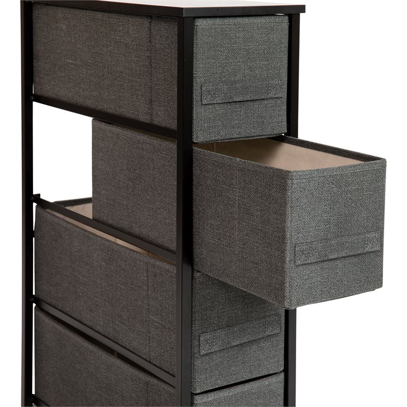 Flash Furniture 4 Drawer Cast Iron Vertical Slim Storage Dresser in Black/Gray