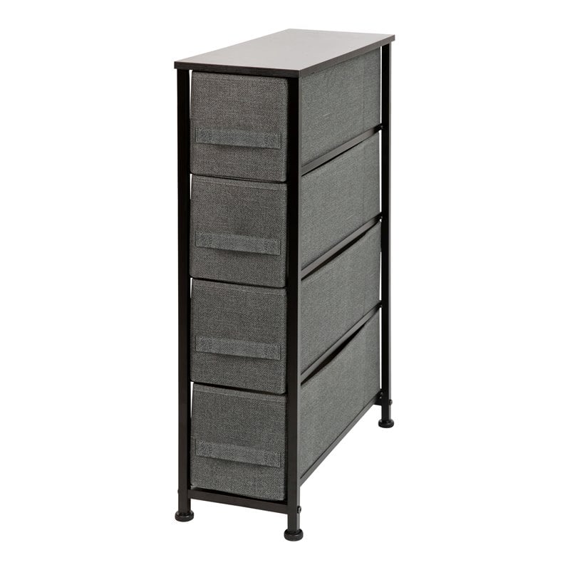 Flash Furniture 4 Drawer Cast Iron Vertical Slim Storage Dresser in Black/Gray