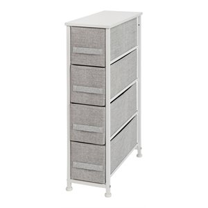 flash furniture 4 drawer cast iron vertical slim storage dresser in white/gray