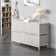 Flash Furniture 5 Drawer Fabric and Cast Iron Storage Chest in White/Gray