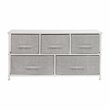 Flash Furniture 5 Drawer Fabric and Cast Iron Storage Chest in White/Gray