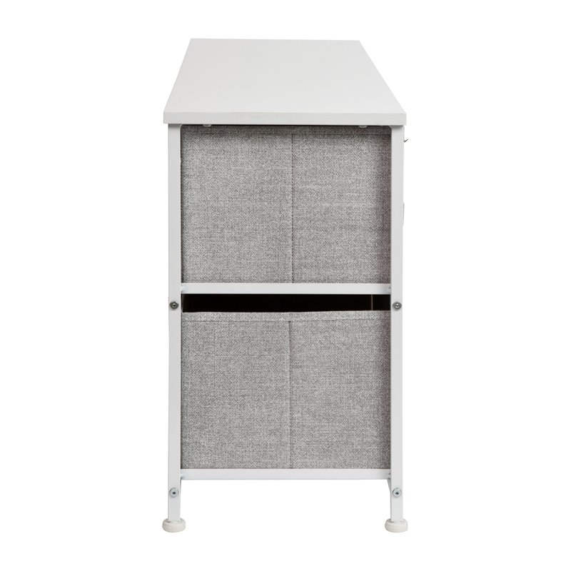 Flash Furniture 5 Drawer Fabric and Cast Iron Storage Chest in White/Gray