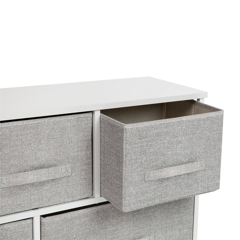 Flash Furniture 5 Drawer Fabric and Cast Iron Storage Chest in White/Gray