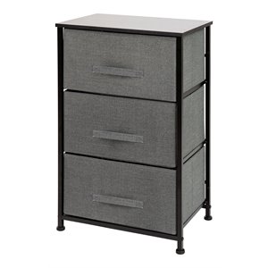 Flash Furniture 3 Drawer Fabric & Cast Iron Vertical Storage Dresser in Black