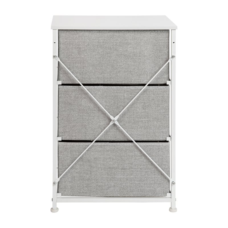 Flash Furniture 3 Drawer Fabric & Cast Iron Vertical Storage Dresser in White
