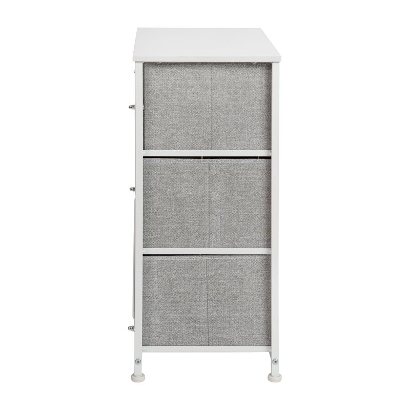 Flash Furniture 3 Drawer Fabric & Cast Iron Vertical Storage Dresser in White