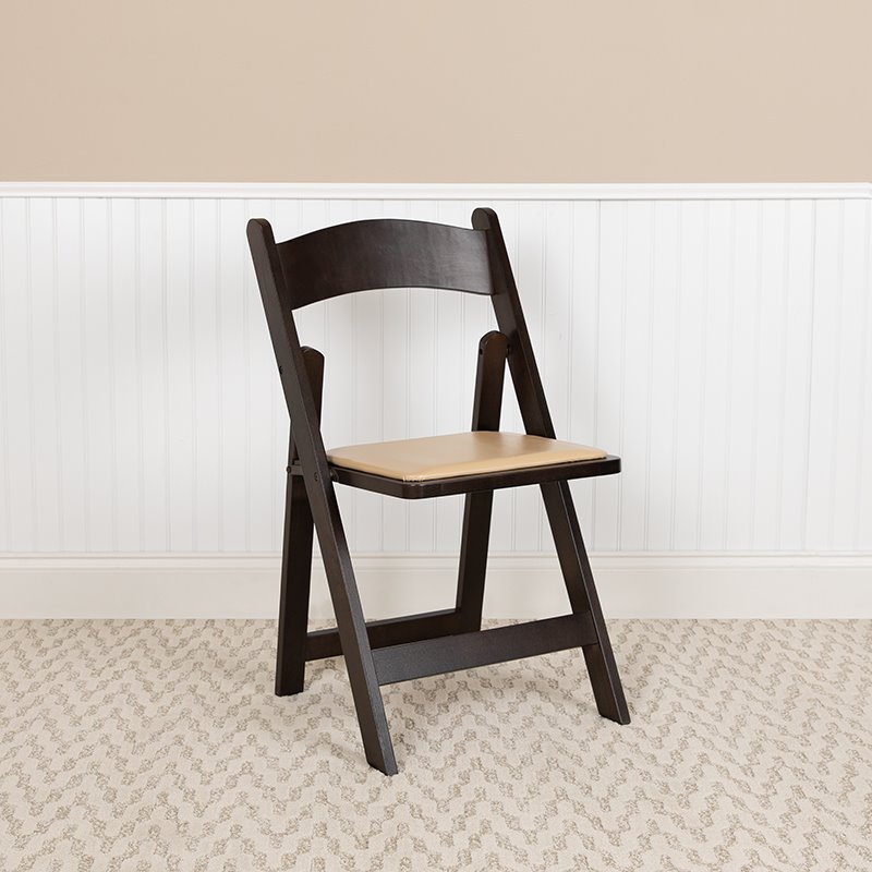 Flash Furniture Hercules Wood Folding Chair with Detachable Padded in Chocolate