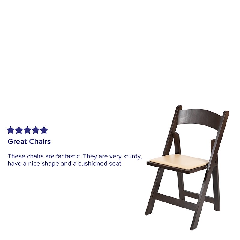 Flash Furniture Hercules Wood Folding Chair with Detachable Padded in Chocolate