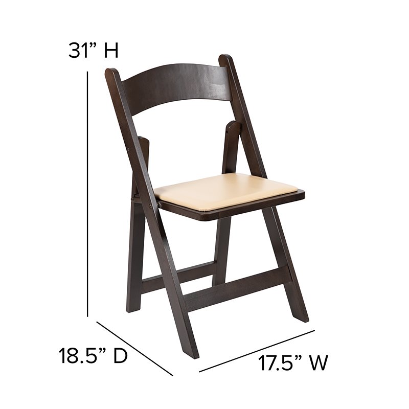 Flash Furniture Hercules Wood Folding Chair with Detachable Padded in Chocolate