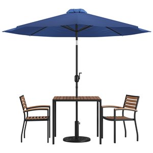 Flash Furniture 5PC Aluminum Patio Dining Set with Umbrella and Base - Navy
