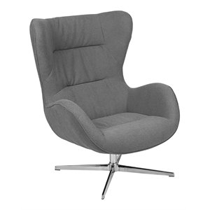 flash furniture swivel wing fabric and aluminum accent chair in gray