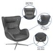 Flash Furniture Swivel Wing LeatherSoft and Aluminum Accent Chair in Gray