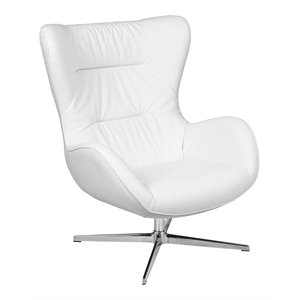 flash furniture swivel wing fabric and aluminum accent chair in white