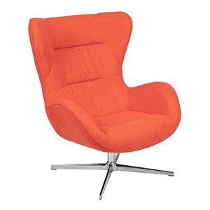 flash furniture swivel wing fabric and aluminum accent chair in orange