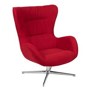 flash furniture swivel wing fabric and aluminum accent chair in red