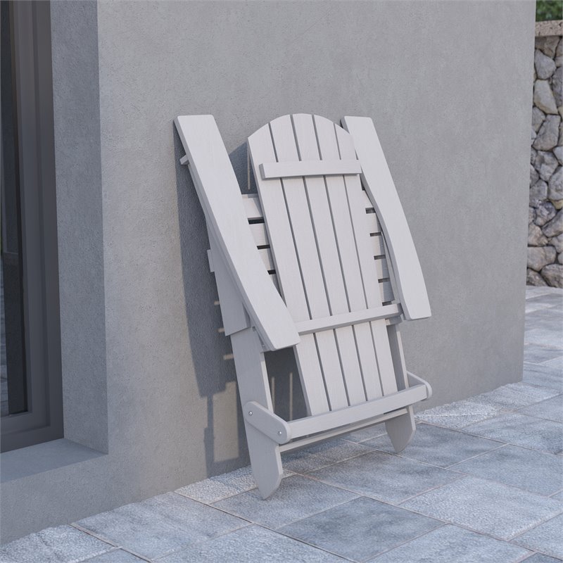 Flash Furniture Charlestown All-Weather Resin Folding Adirondack Chair in Gray