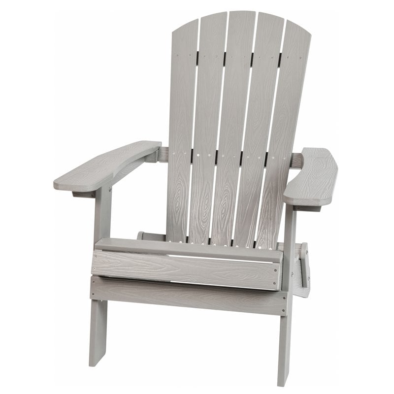 Flash Furniture Charlestown All-Weather Resin Folding Adirondack Chair in Gray