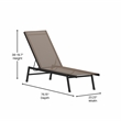 Flash Furniture Brazos Metal Chaise Lounge Chair with Arms in Black/Brown