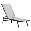 Flash Furniture Brazos Metal Chaise Lounge Chair with Arms in Black/Gray