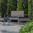 Flash Furniture Aransas 4-Piece Plastic Patio Set with Cushion in Gray/Navy