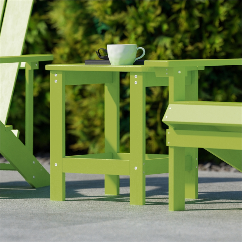 Flash Furniture Charlestown Plastic Adirondack Side Table in Lime Green