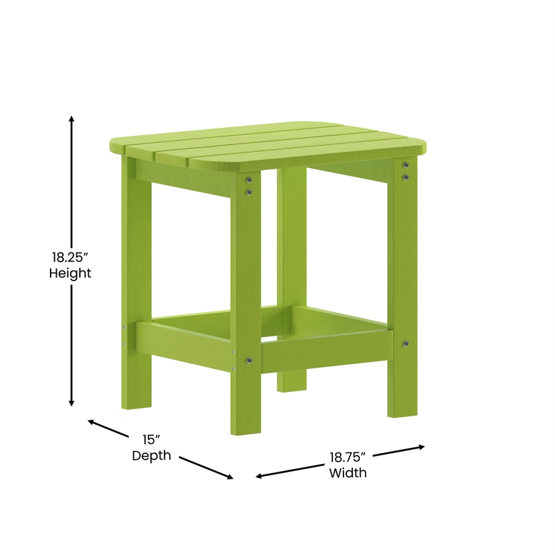 Flash Furniture Charlestown Plastic Adirondack Side Table in Lime Green