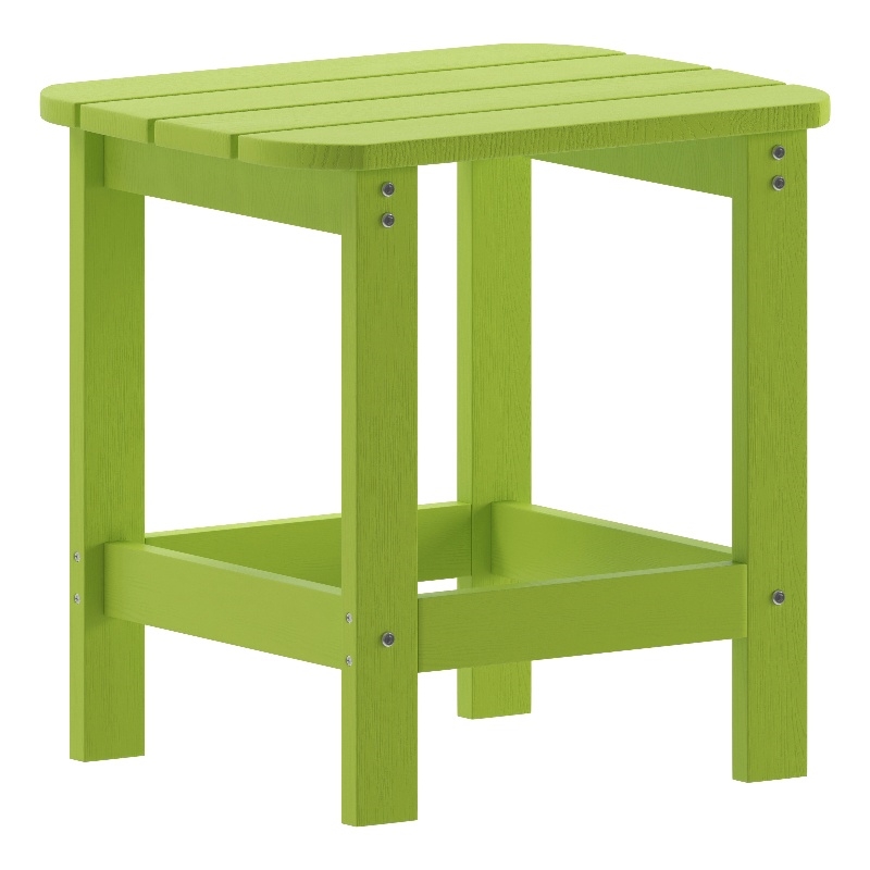 Flash Furniture Charlestown Plastic Adirondack Side Table in Lime Green