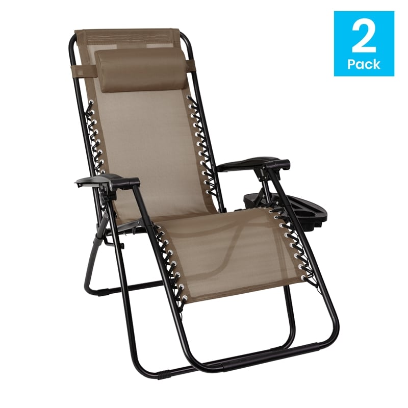 Flash Furniture Celestial Metal Lounge Chair in Brown (Set of 2)