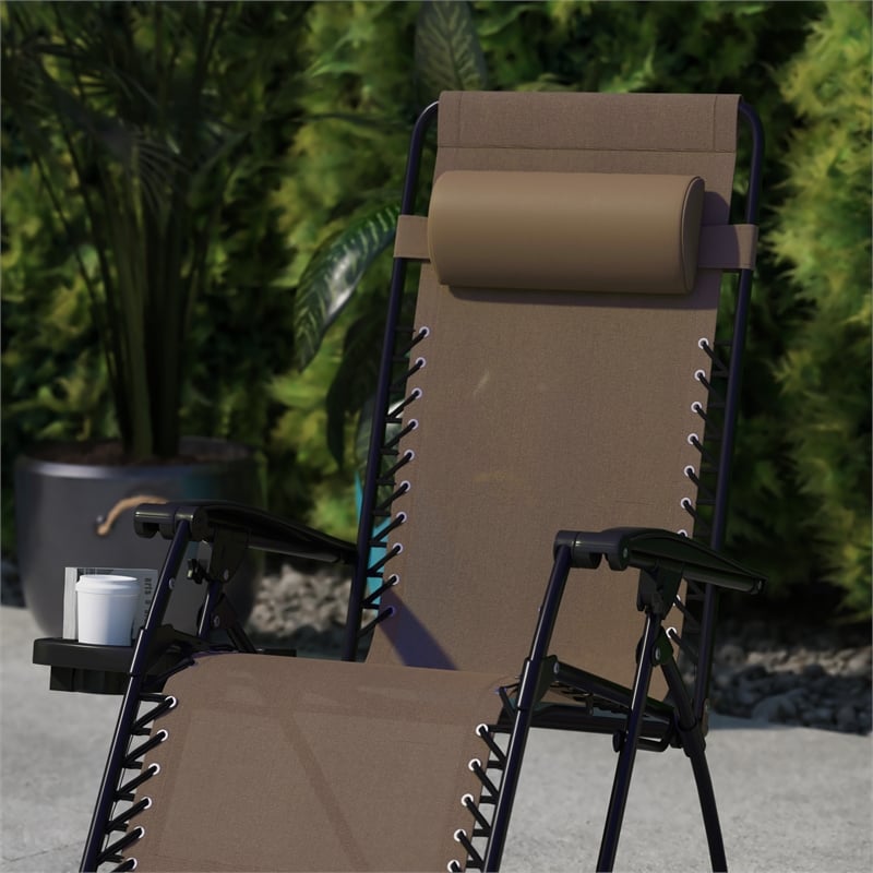 Flash Furniture Celestial Metal Lounge Chair in Brown (Set of 2)