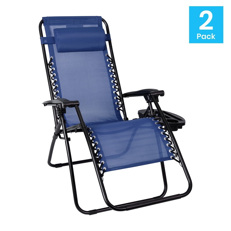 Flash Furniture Celestial Metal Lounge Chair in Navy (Set of 2)