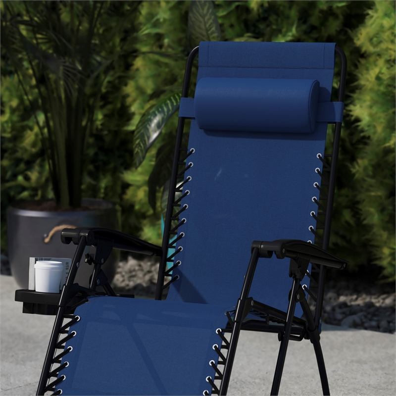 Flash Furniture Celestial Metal Lounge Chair in Navy (Set of 2)