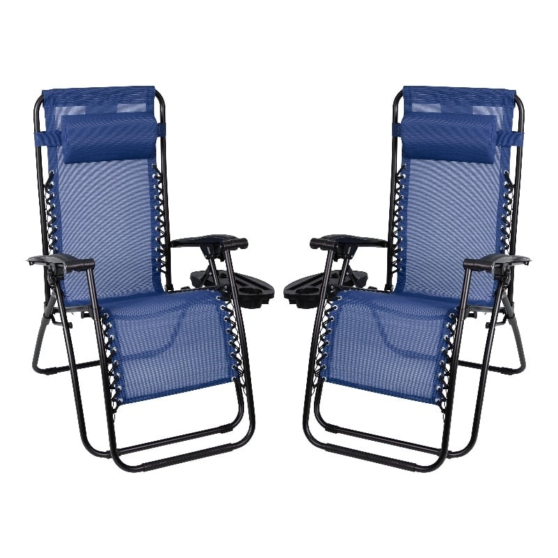 Flash Furniture Celestial Metal Lounge Chair in Navy (Set of 2)