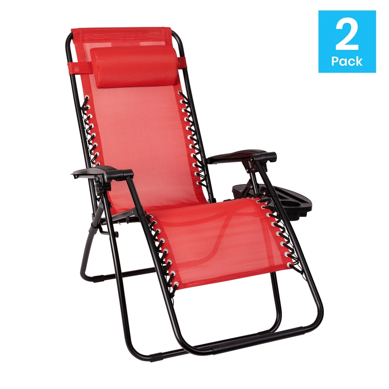 Flash Furniture Celestial Metal Lounge Chair in Red (Set of 2)
