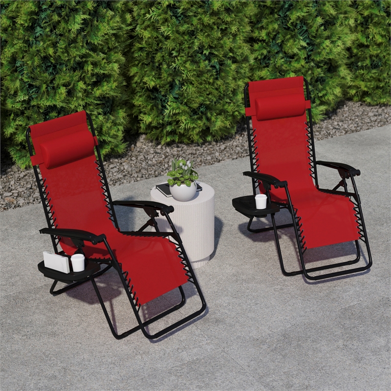 Flash Furniture Celestial Metal Lounge Chair in Red (Set of 2)