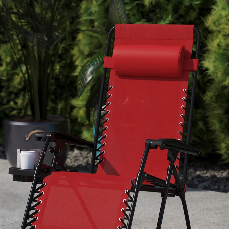 Flash Furniture Celestial Metal Lounge Chair in Red (Set of 2)